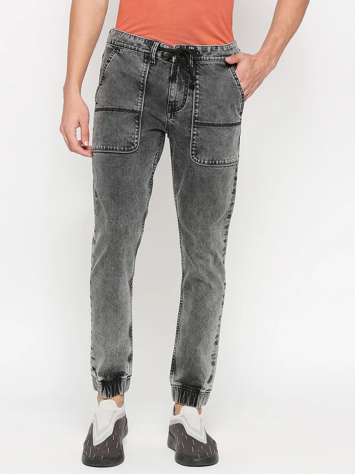 Black Oganesson Jogger Fit Denims for Men