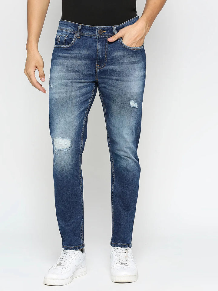 Blue Argon-Cropped Fit Denims for Men