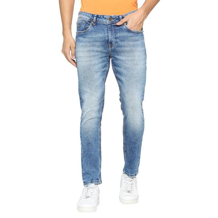 Blue Argon-Cropped Fit Denims for Men