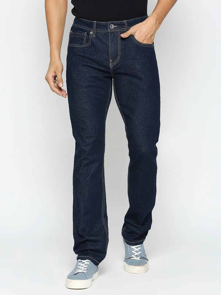 Blue Slim Straight Fit Denim for Men