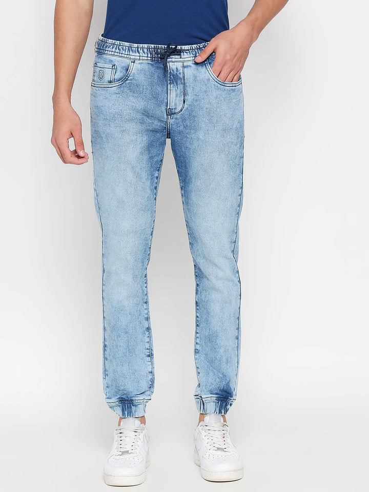 Blue Oganesson-Jogger Fit Denims for Men by Being Human Clothing