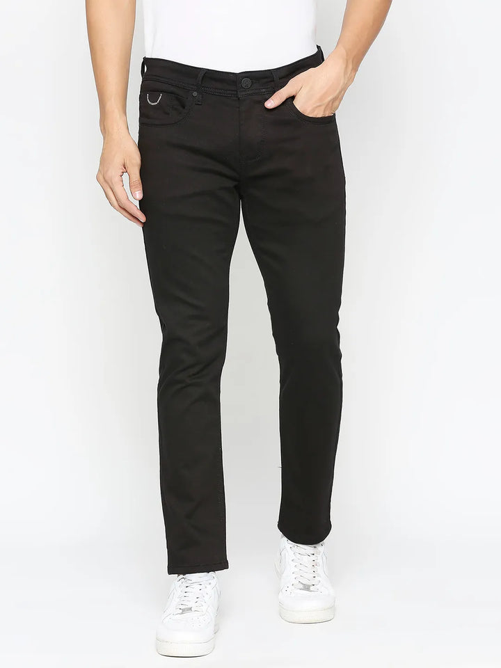Black Argon-Cropped Fit Denims for Men