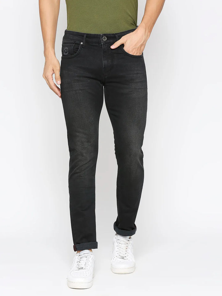 Black Slim Fit Denim for Men by Being Human Clothing