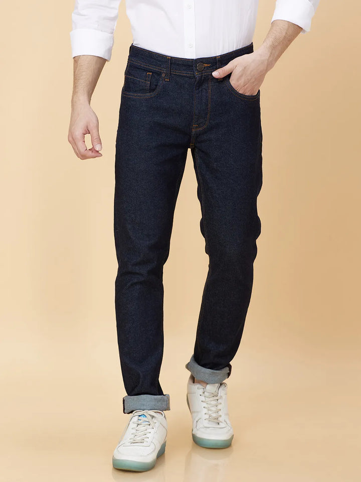 Blue Neon-Slim Fit Denims for Men
