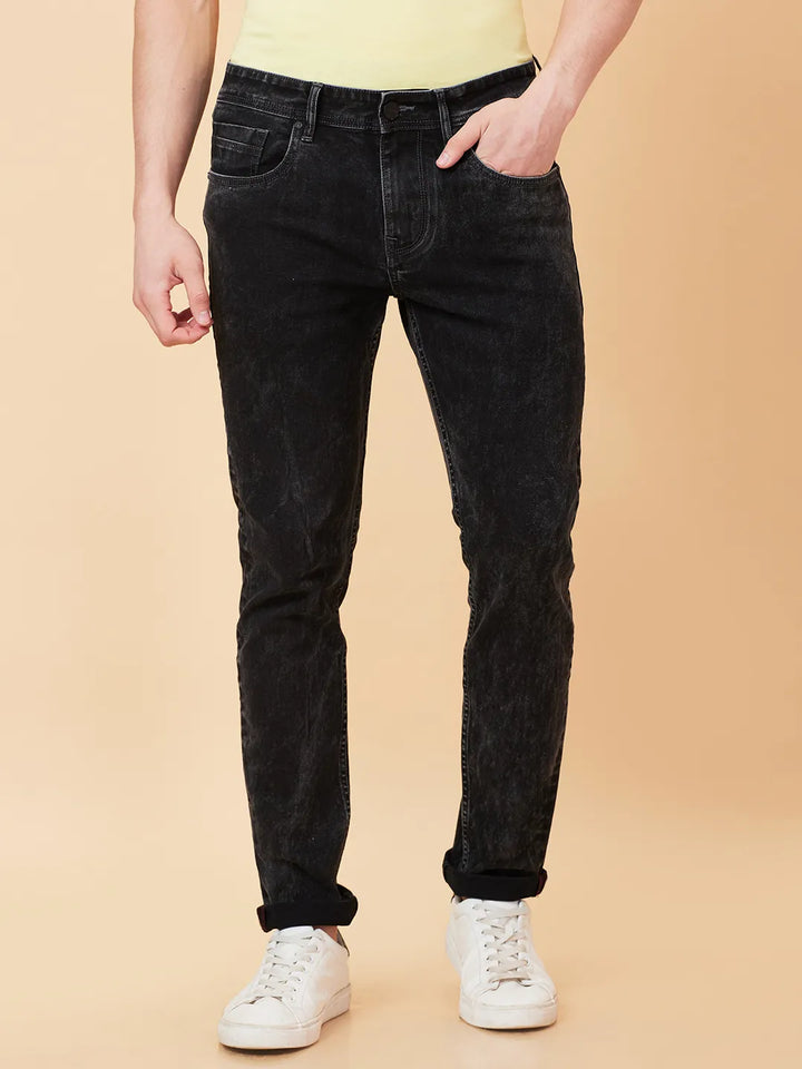 Black Neon-Slim Fit Denims for Men