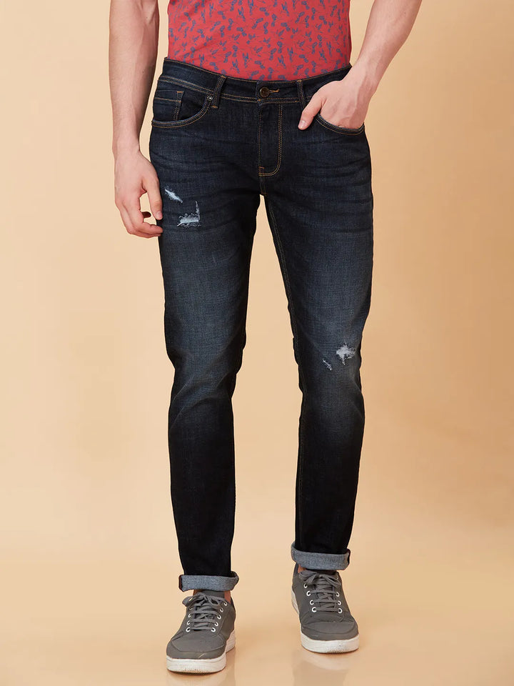 Blue Neon-Slim Fit Denims for Men