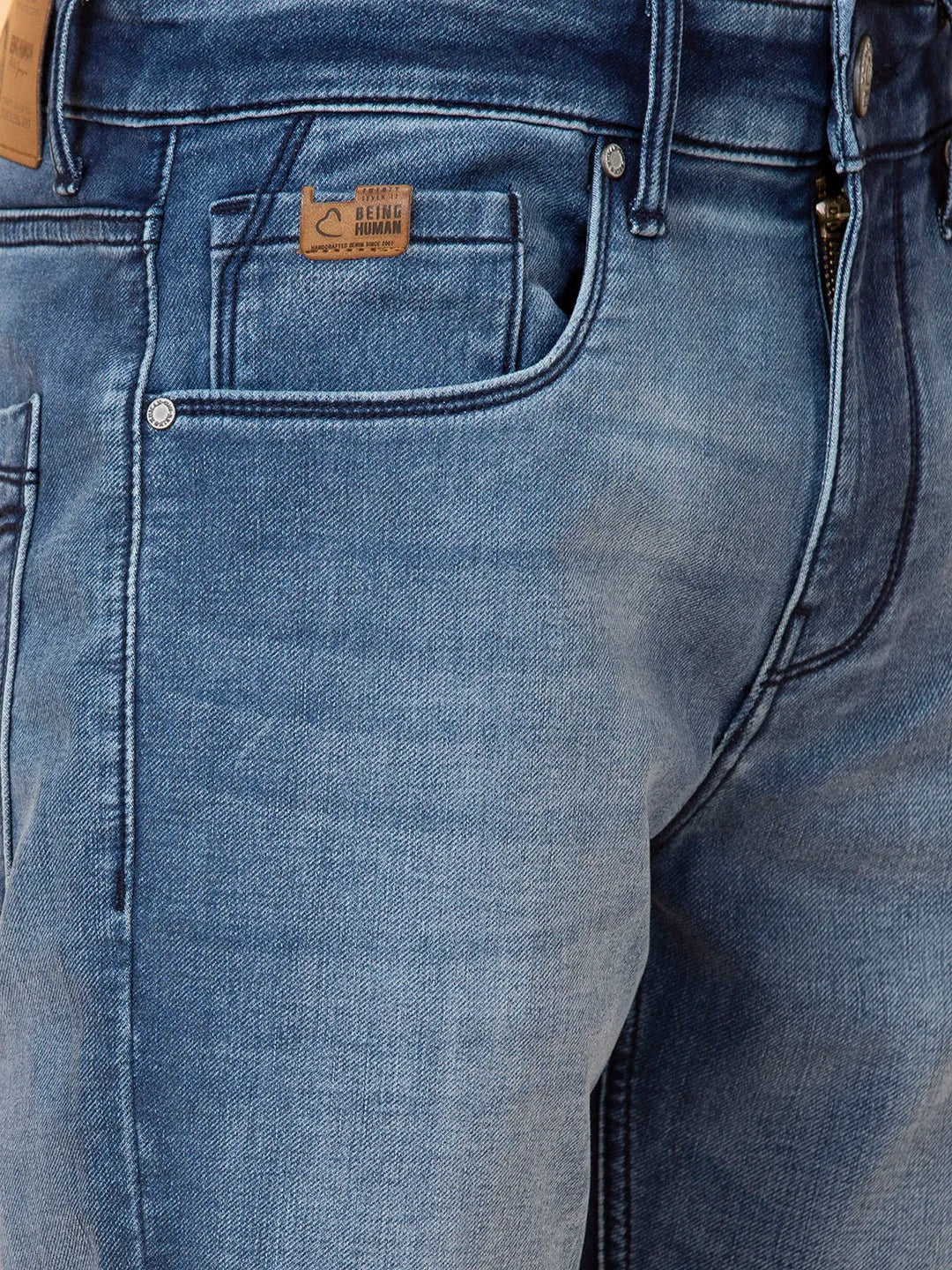 Being Human Clothing Men Skinny Fit Denim-Mid Tone