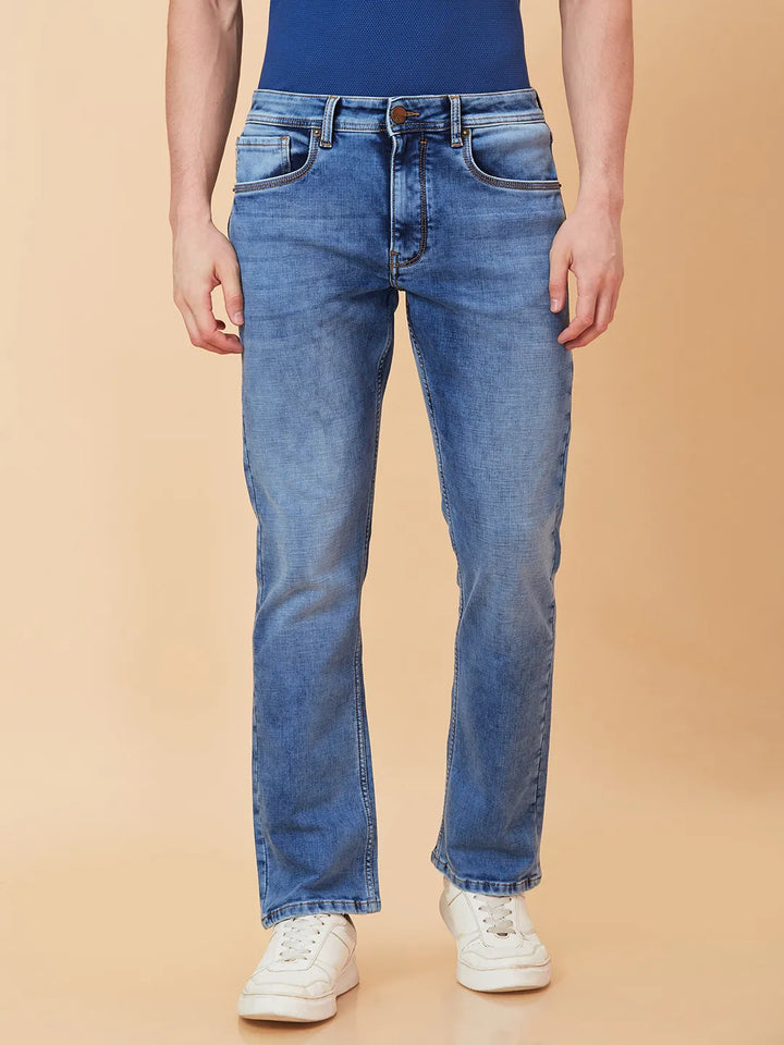 Blue Berylium-Boot Cut Fit Denims for Men by Being Human Clothing