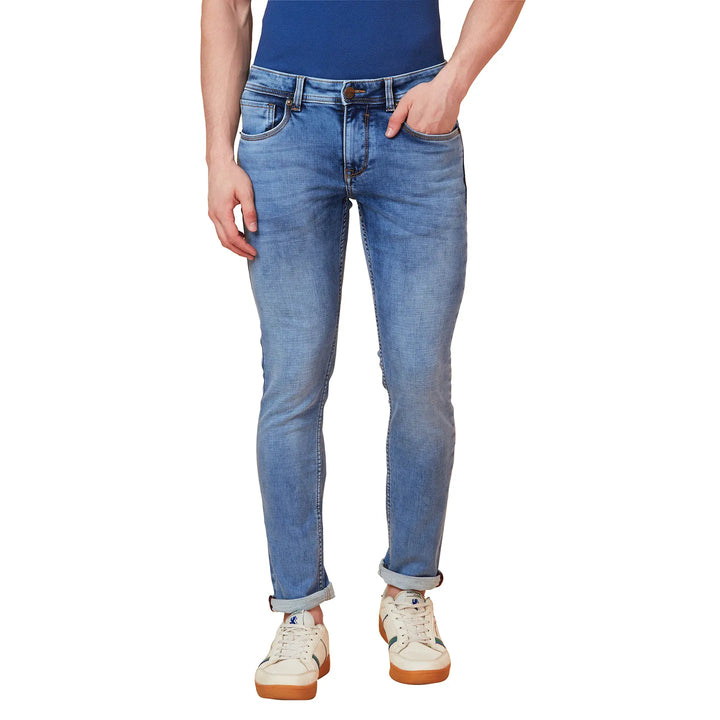 Blue Helium-Skinny Fit Denims for Men by Being Human Clothing