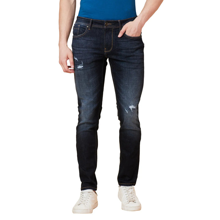 Blue Helium-Skinny Fit Denims for Men by Being Human Clothing