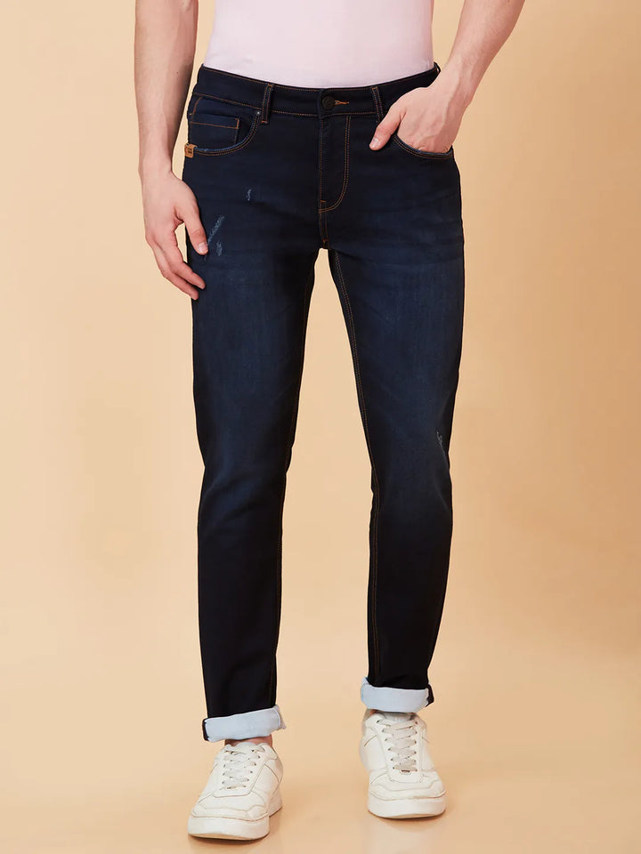 Blue Neon-Slim Fit Denims for Men