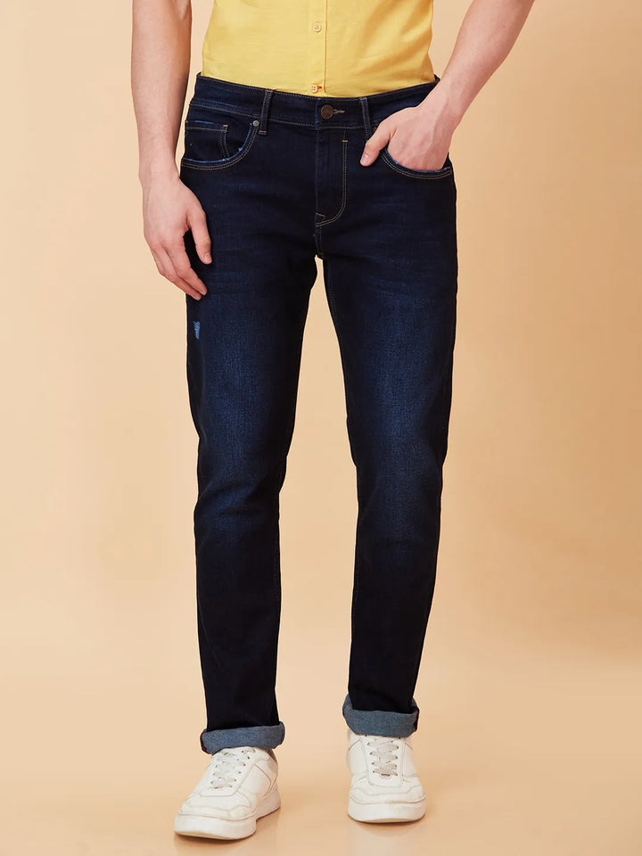 Blue Neon-Slim Fit Denims for Men