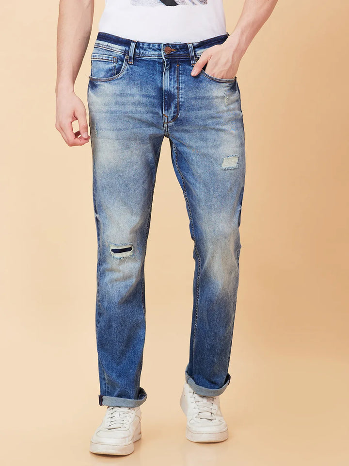 Blue Berylium-Boot Cut Fit Denims for Men by Being Human Clothing