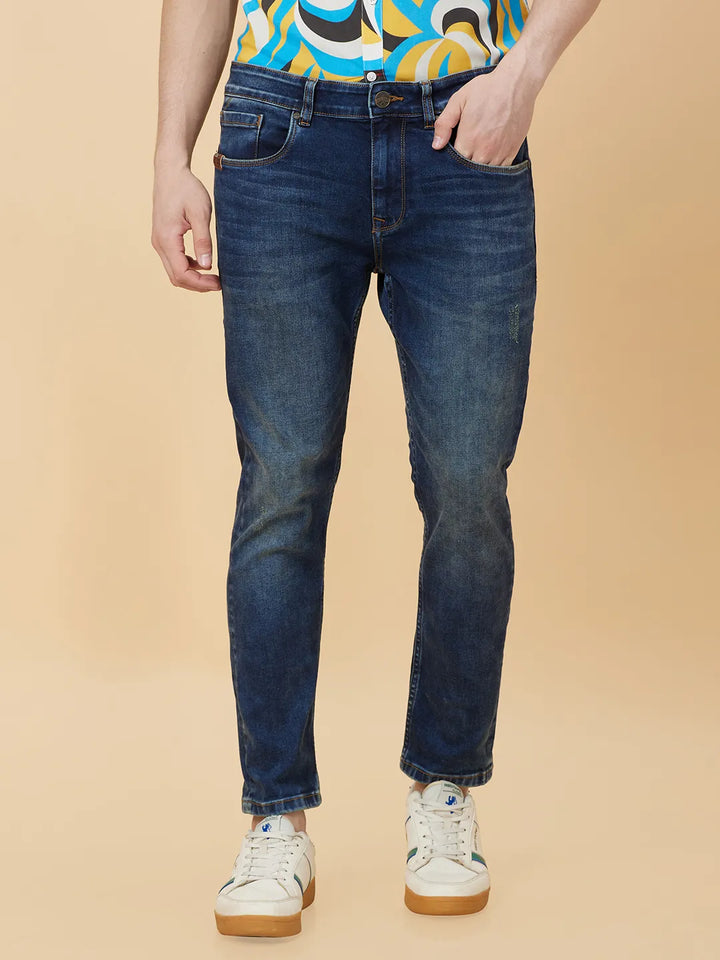Blue Argon-Cropped fit Denims for Men by Being Human Clothing