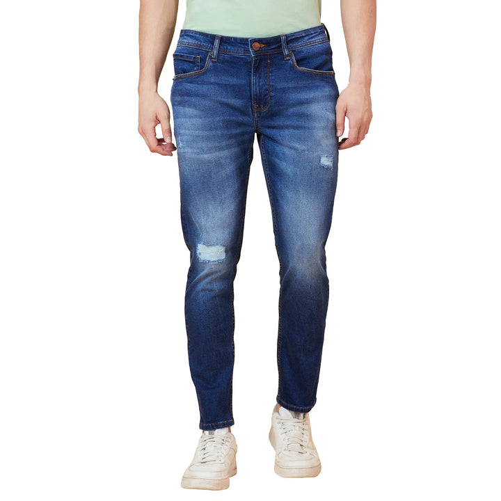 Blue Argon-Cropped fit Denims for Men by Being Human Clothing