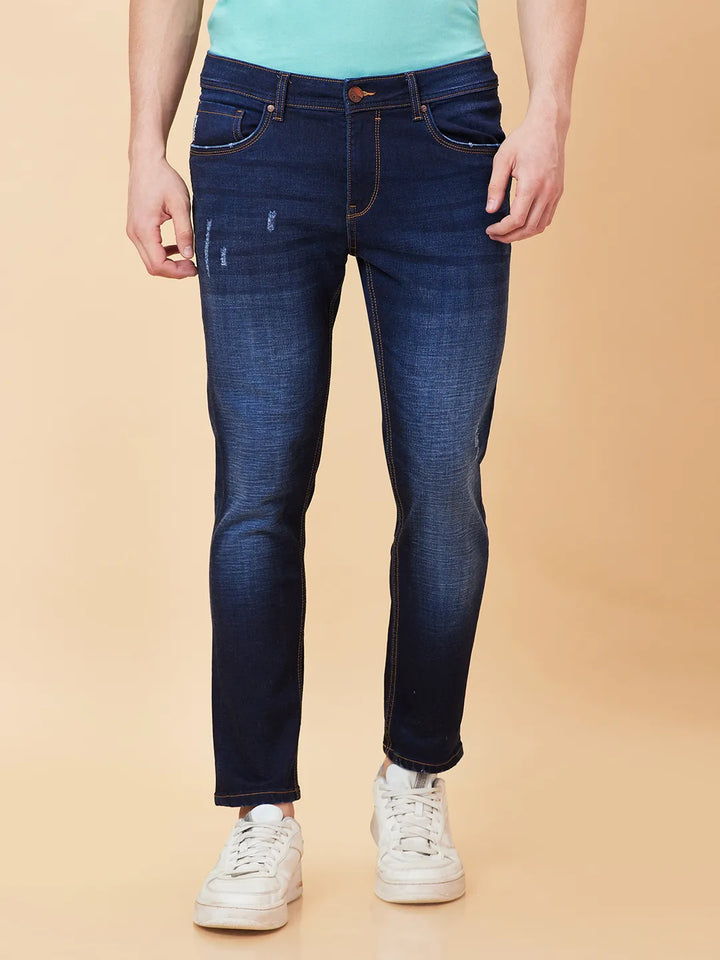Blue Argon-Cropped fit Denims for Men by Being Human Clothing