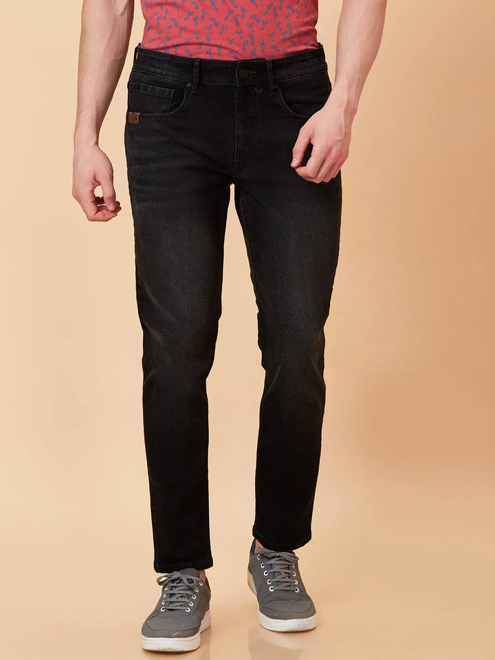 Black Argon-Cropped fit Denims for Men