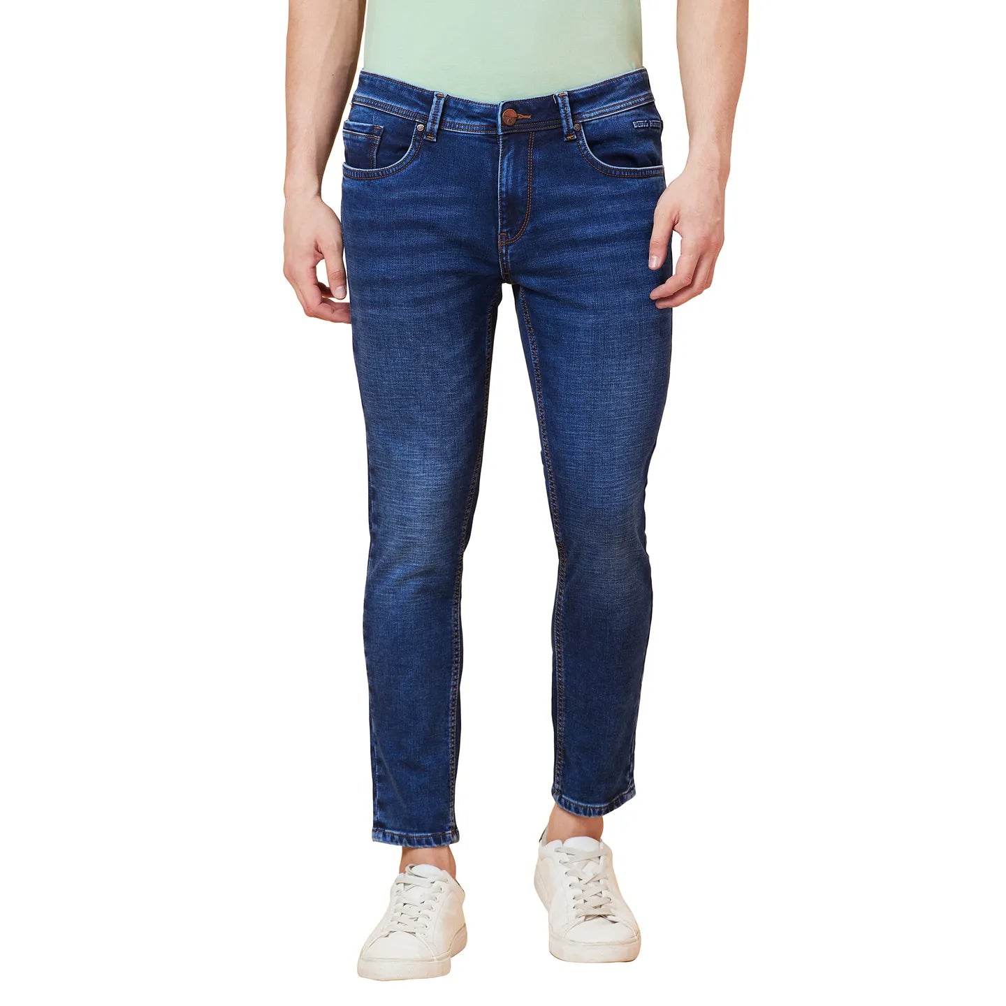 Blue Cropped fit Men's Denims by Being Human Clothing