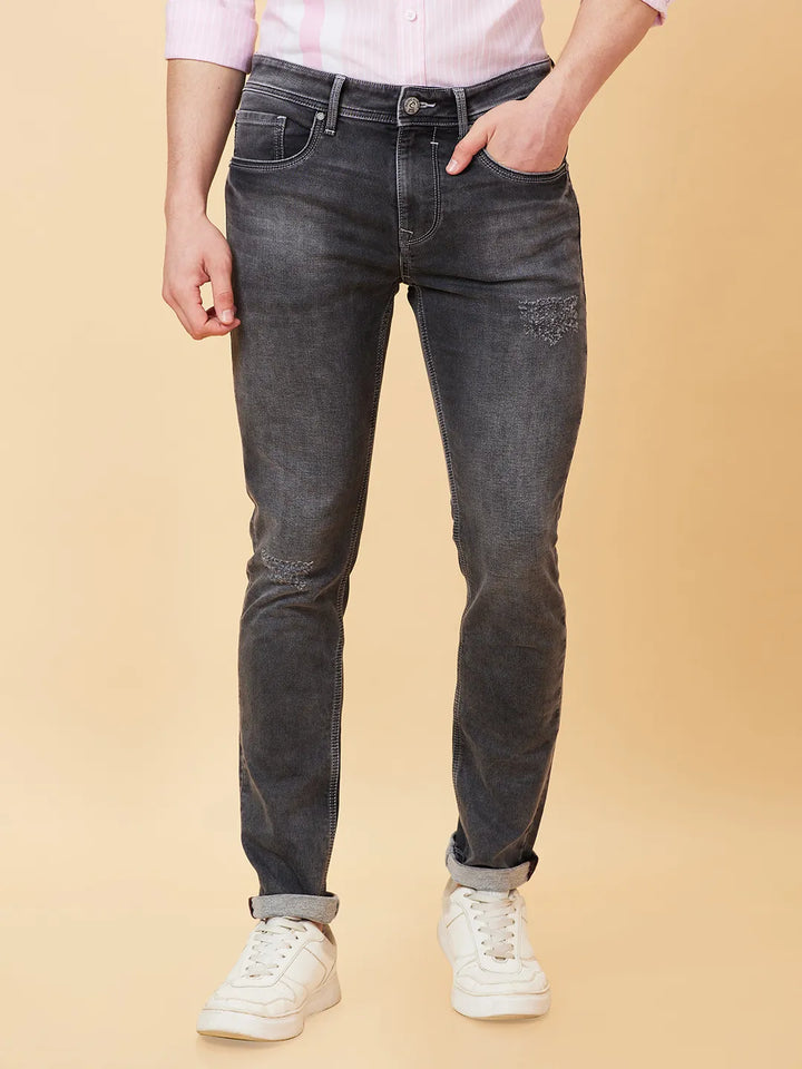 Grey Helium-Skinny Fit Denims for Men
