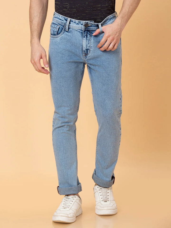 Blue Slim Straight Fit Men's Denims