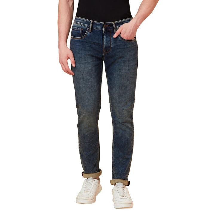 Blue Helium-Skinny Fit Denims for Men by Being Human Clothing