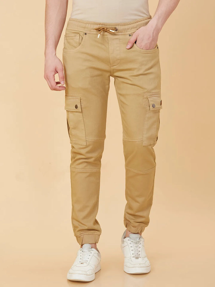 Camel Slim Fit Joggers For Men By Being Human Clothing