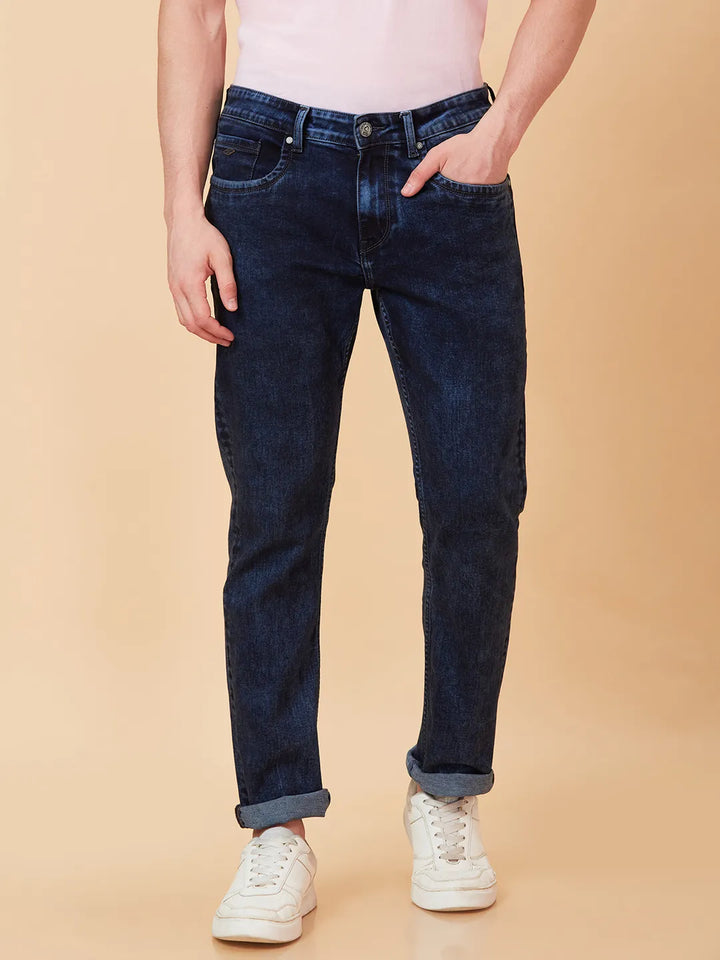 Blue Neon-Slim Fit Denims for Men