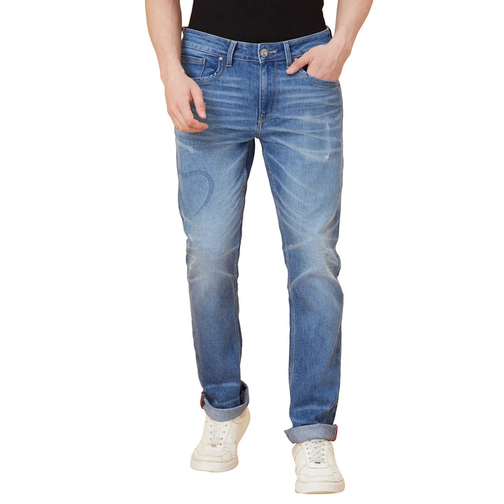 Blue Krypton-Straight Fit Denims for Men by Being Human Clothing