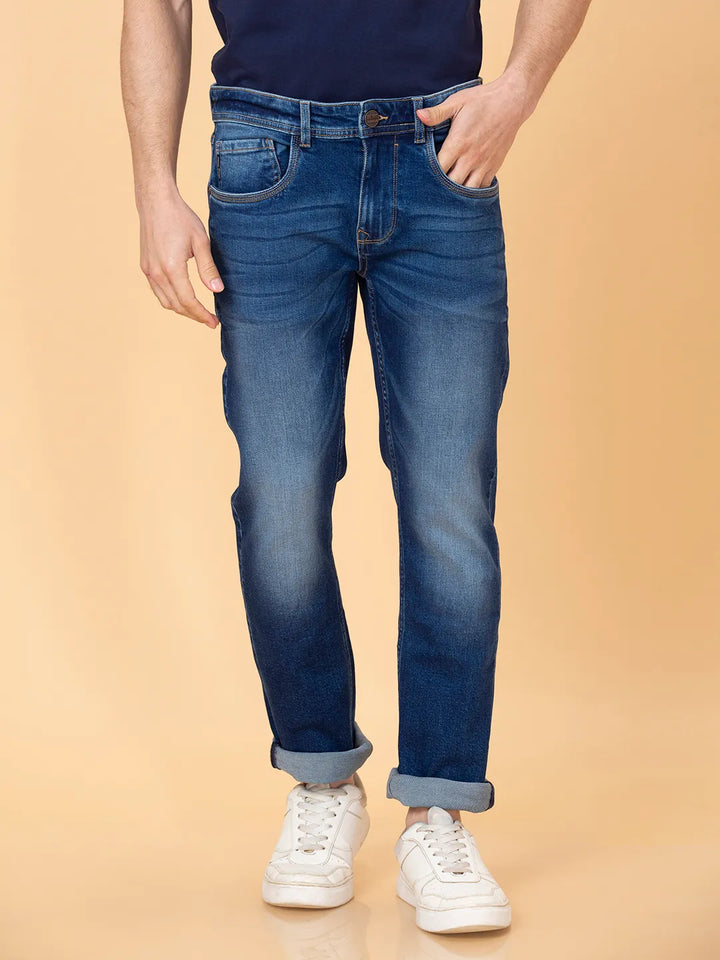 Blue Slim Straight Fit Men's Denims
