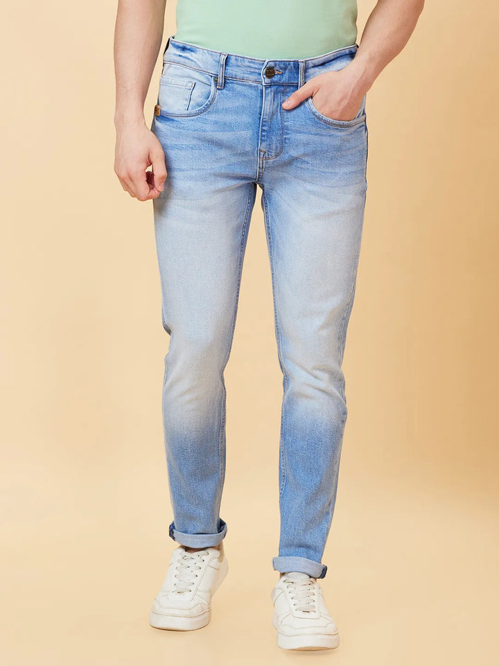 Blue Neon-Slim Fit Denims for Men
