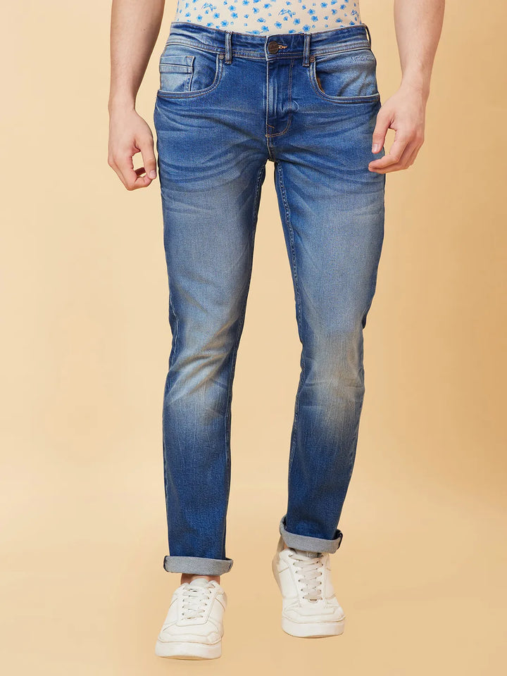 Blue Slim Straight Fit Men's Denims