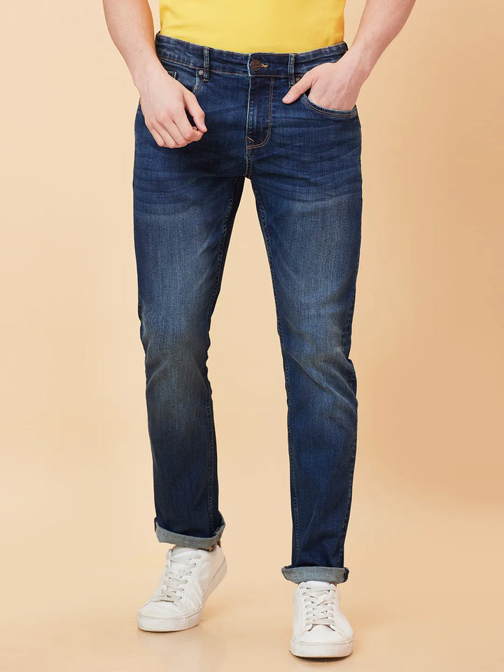 Blue Slim Straight Fit Men's Denims