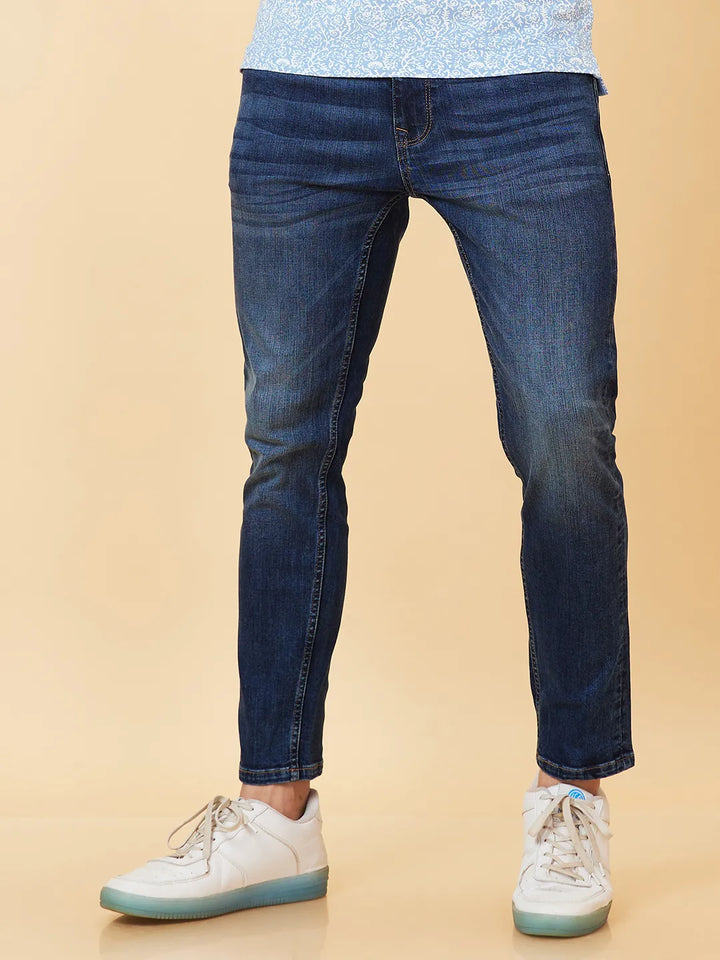 Blue Argon-Cropped fit Denims for Men by Being Human Clothing