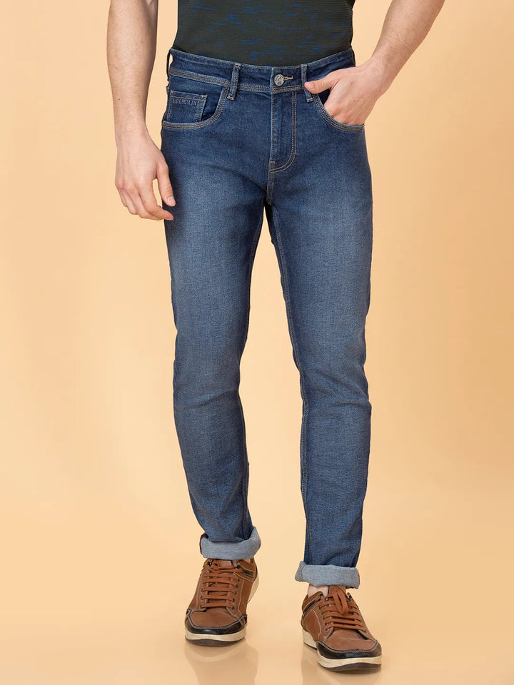 Blue Helium-Skinny Fit Denims for Men