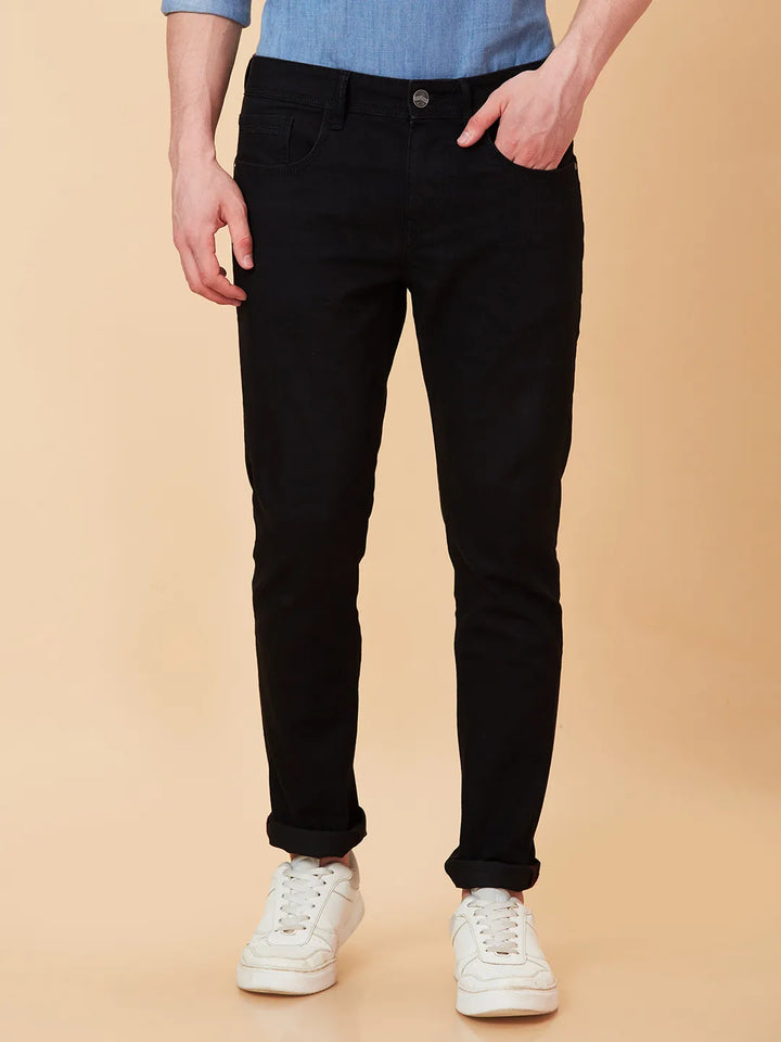 Black Neon-Slim Fit Denims for Men