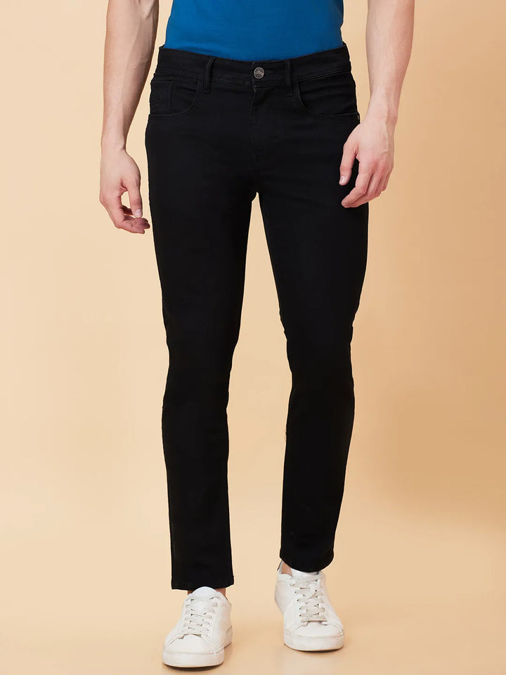 Black Argon-Cropped fit Denims for Men