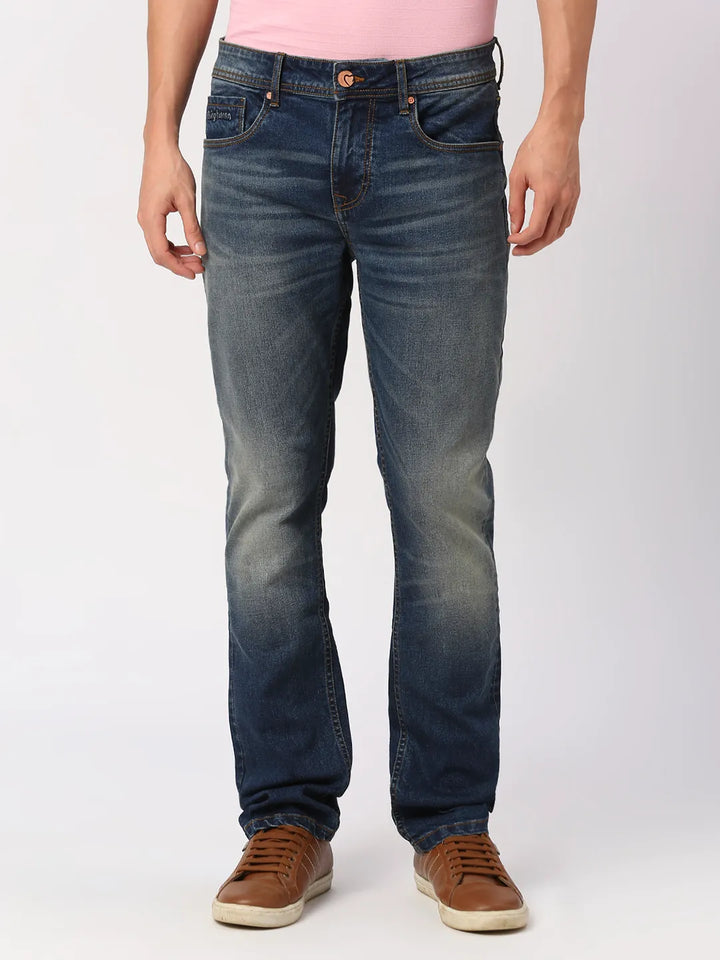 Blue Slim Straight Fit Denim for Men by Being Human Clothing