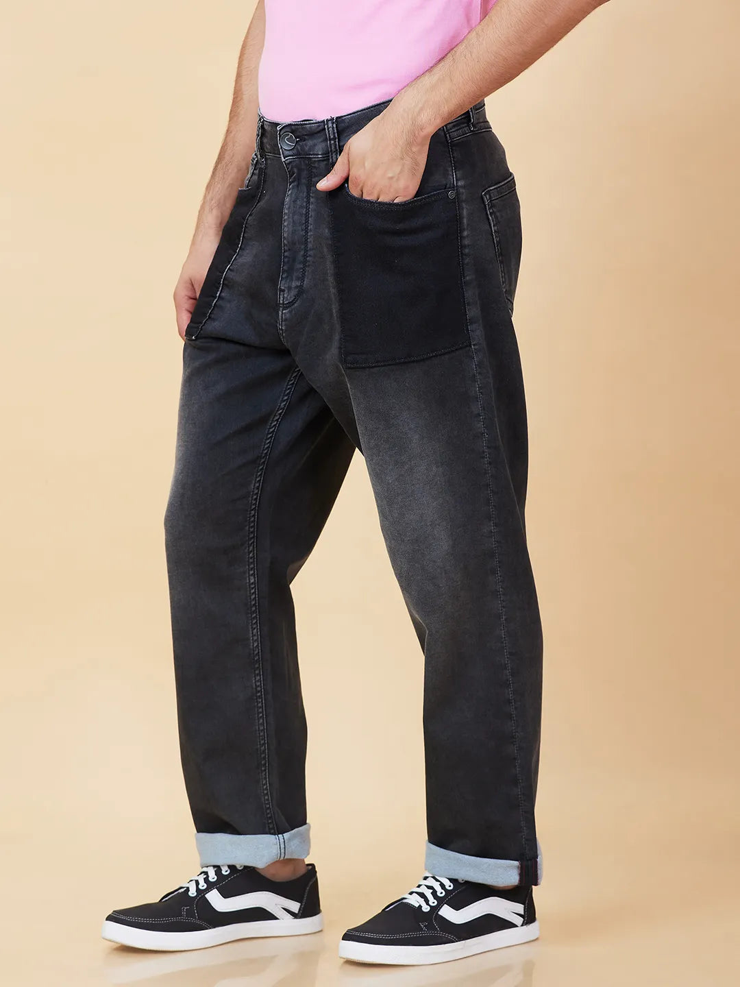 Mens-Bottom Denim Black Tone by Being Human Clothing