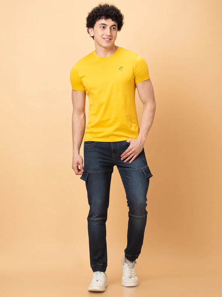 Dark Blue Jogger Fit Denims For Men