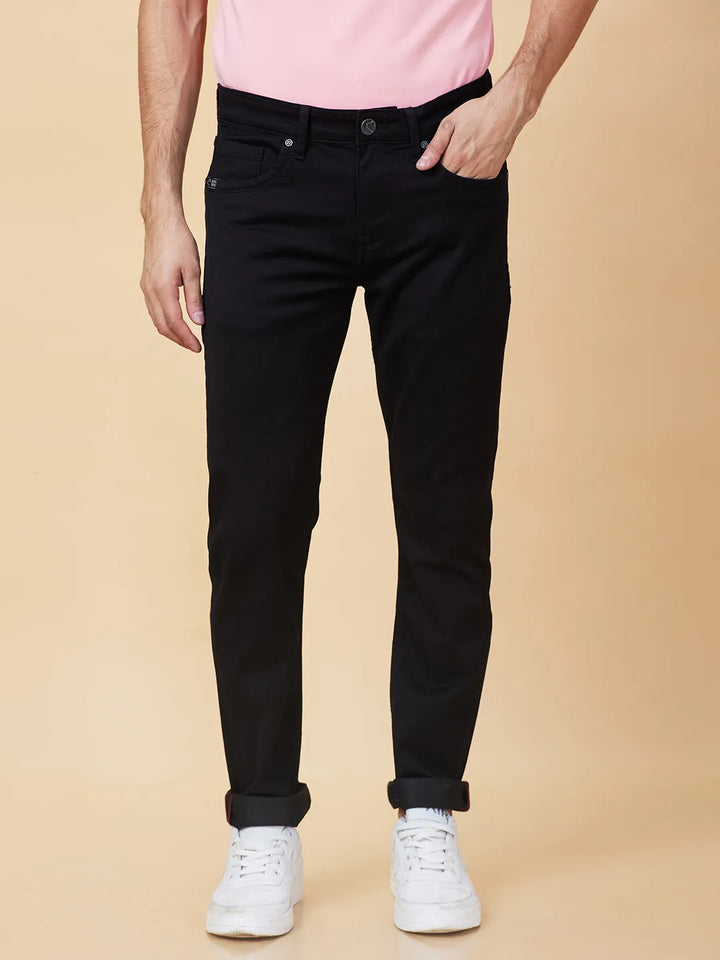 Black Neon-Slim Fit Denims for Men