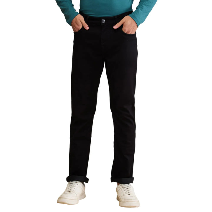Black Krypton-Straight Fit Denims for Men