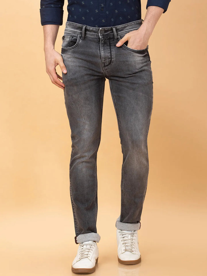 Grey Straight Fit Denims For Men By Being Human Clothing