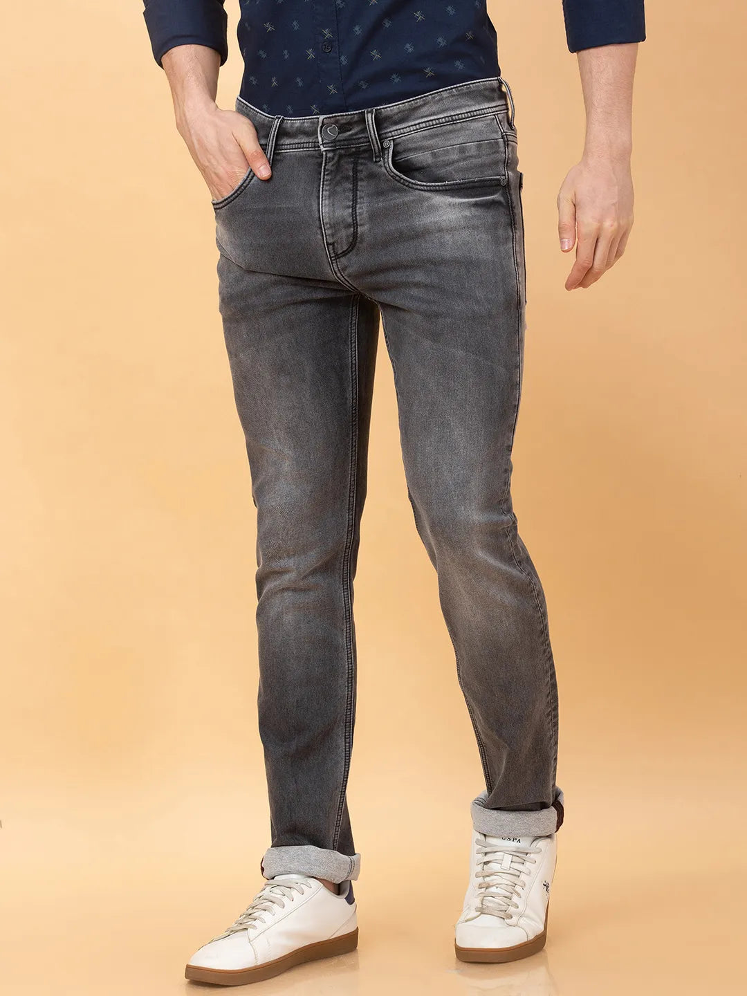 Being Human Clothing Mens-Bottom Denim Grey Tone