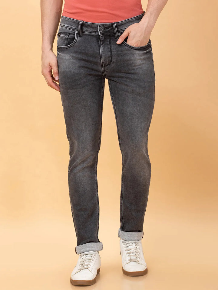 Grey Skinny Fit Denims For Men By Being Human Clothing