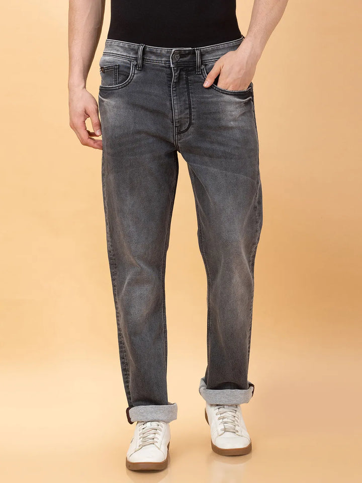Grey Berylium-Boot Cut Fit Denims for Men by Being Human Clothing