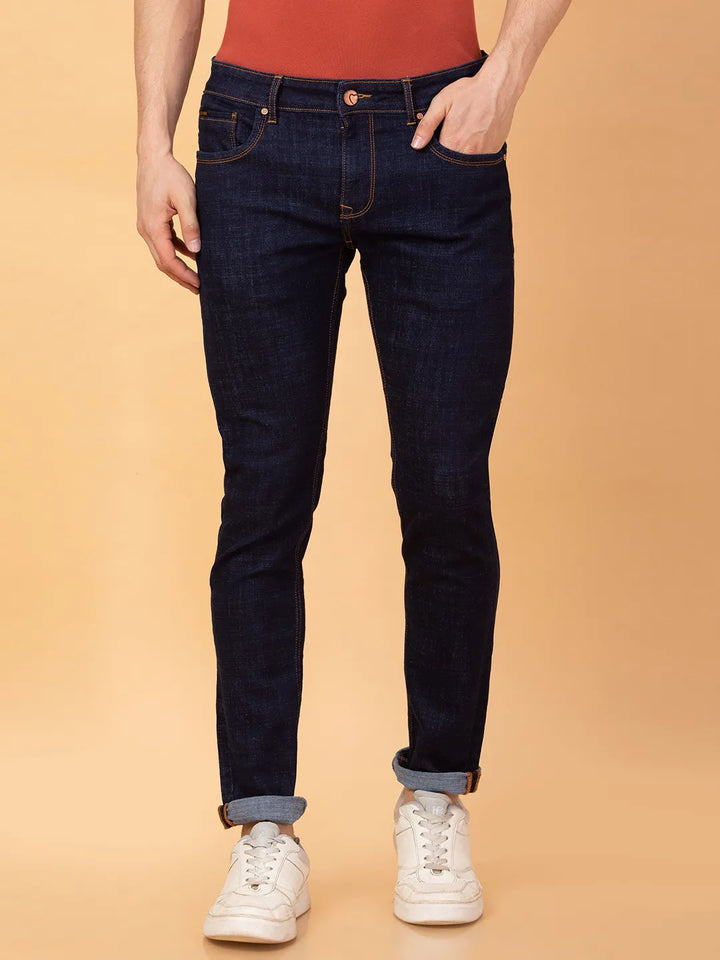 Blue Neon-Slim Fit Denims for Men by Being Human Clothing