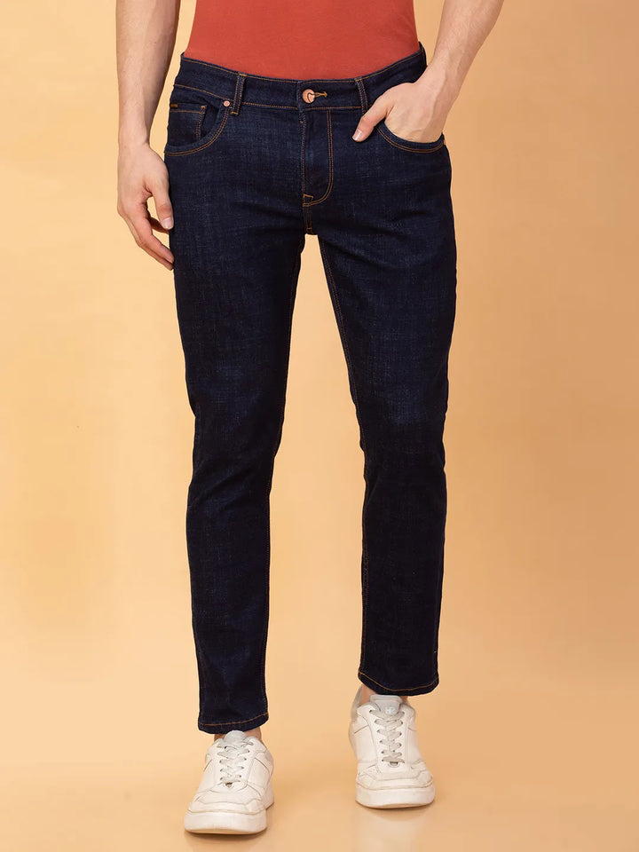 Blue Argon-Cropped fit Denims for Men