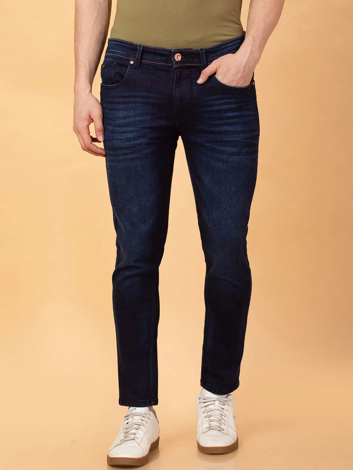 Blue Argon-Cropped fit Denims for Men by Being Human Clothing