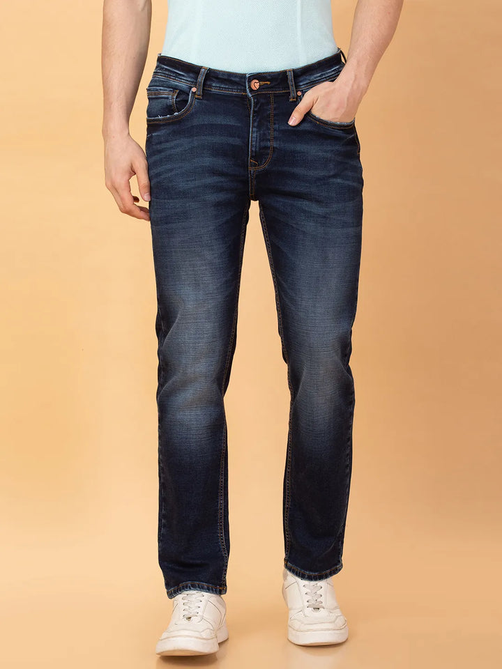 Blue Krypton-Straight Fit Denims for Men