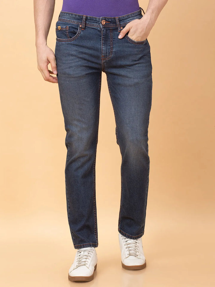 Blue Krypton-Straight Fit Denims for Men